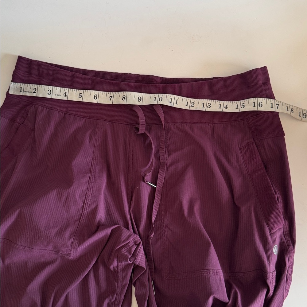 Lululemon Dance Studio Unlined Pinstripe Plum Burgundy Track Pants size 12 - Picture 3 of 8